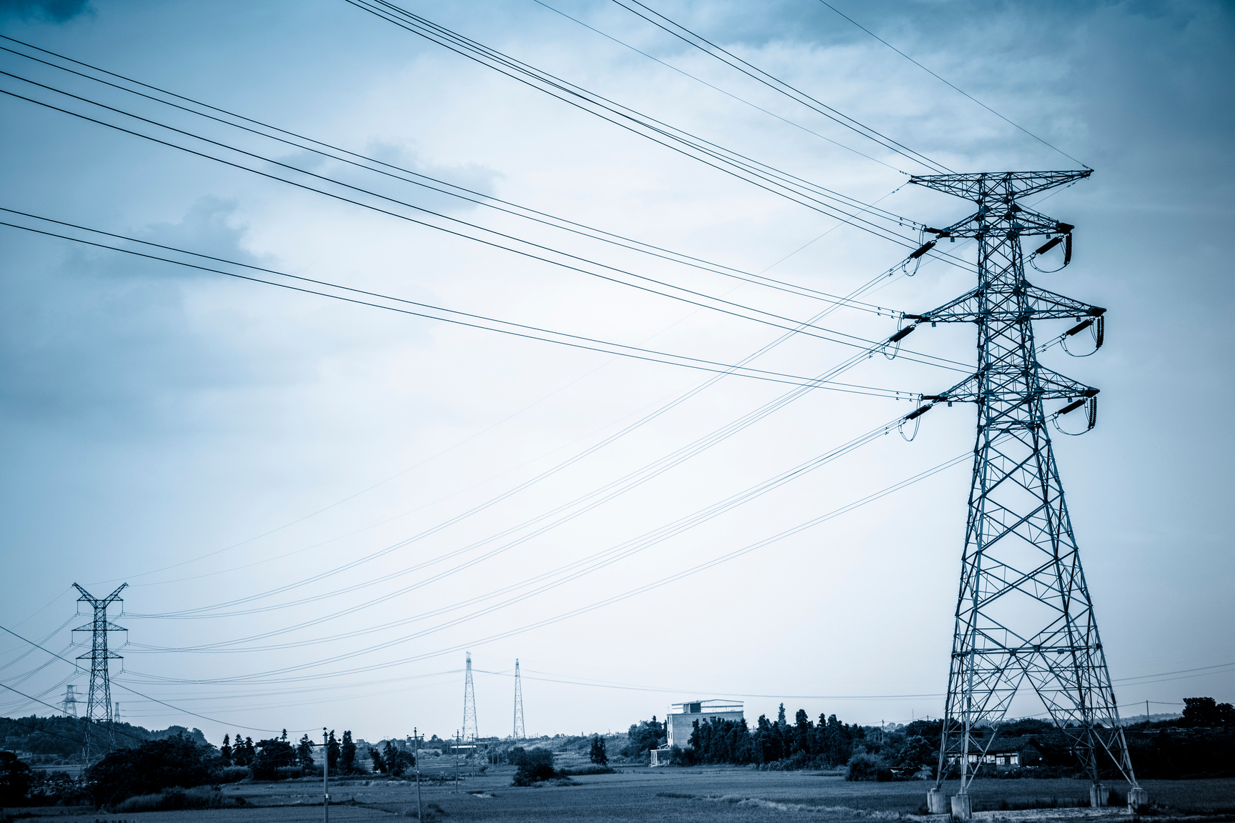 power pylons and substation